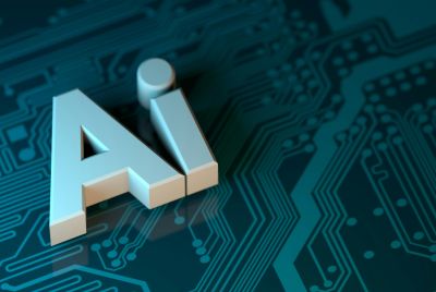 AI 3D Letters with Circuit Board Background