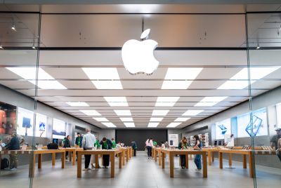 The Apple logo is seen at an Apple store in