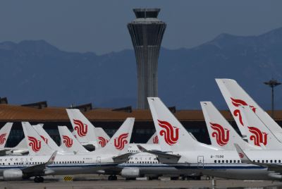 Air China planes are seen parked on the tarmac at