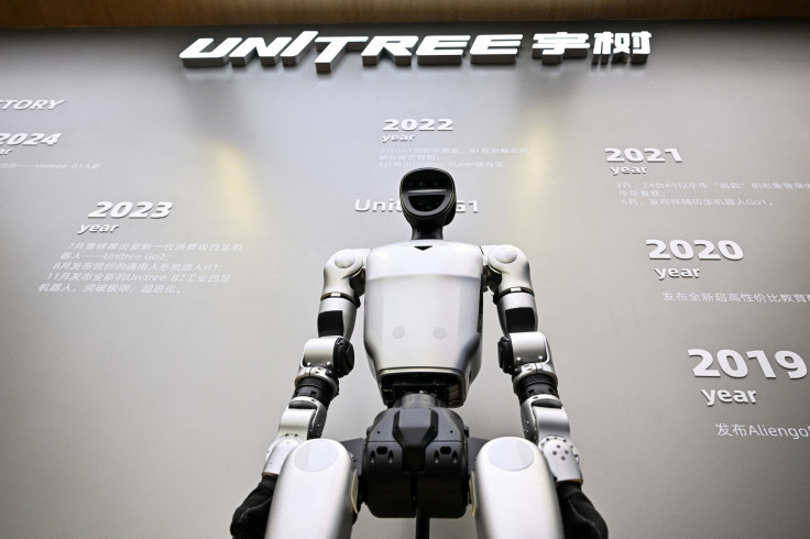A remote-controlled robot by Unitree Robotics is displayed at the